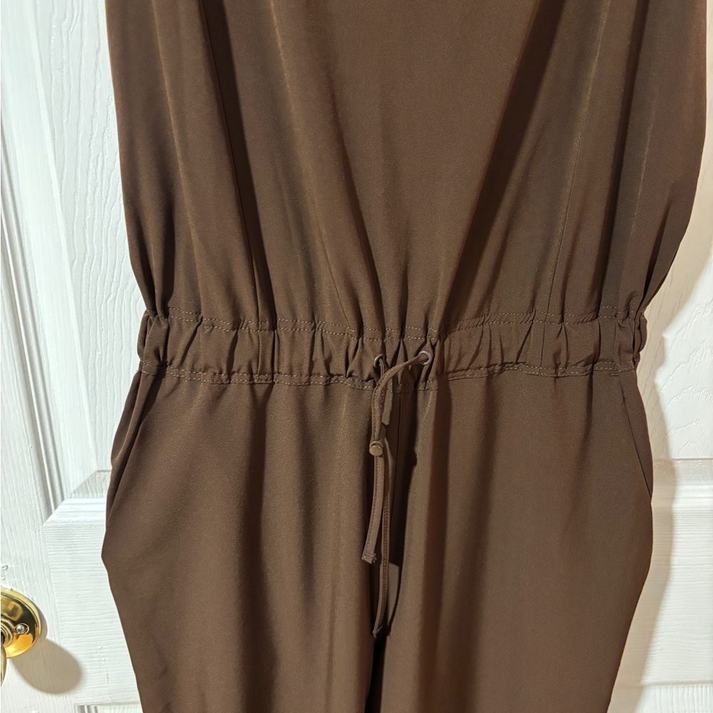 Mondetta Chocolate Brown Sleeveless Jumpsuit with Corded Ankles and Tie Waist XS - Picture 5 of 16